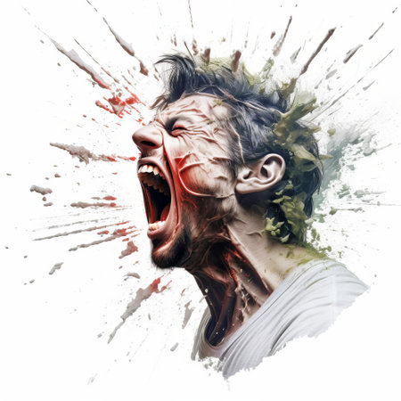 the insult, a vibrant and expressive gesture, stands out against a pristine white background, conveying a strong emotional response, often used in humorous or satirical contexts to add emphasis or irony, highlighting the complexities of human communication and social interaction. ai generatedの素材