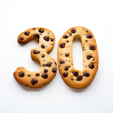 delicious cookies are arranged in a neat stack of three hundred on a pristine white background, showcasing their golden brown color and enticing texture, perfect for a sweet treat or dessert photography. ai generatedの素材
