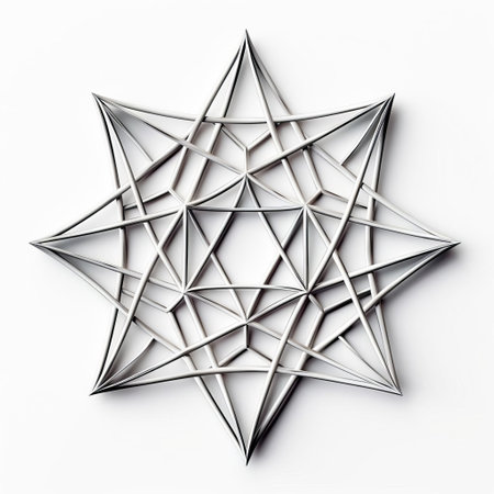 the heptagram, a seven-pointed star symbol, shines brightly against a clean white background, showcasing its geometric perfection and mystical charm, often associated with spiritual growth, protection, and celestial magic in various esoteric traditions and sacred geometries. ai generatedの素材