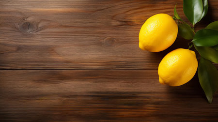 a bright yellow lemon sits isolated on a rustic wood table, its vibrant color popping against the natural grain, evoking feelings of freshness and citrusy aroma, perfect for adding a burst of flavor to any culinary creation, from refreshing summer drinks to zesty baked goods. ai generatedの素材