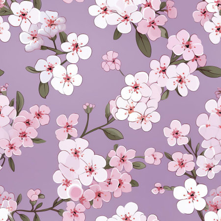 delicate alyssum flowers bloom in a beautiful vector pattern, creating a seamless and elegant design perfect for wallpapers, fabrics, and crafts, evoking a sense of serenity and charm with its soft white petals and subtle texture, ideal for spring and summer designs. ai generatedの素材