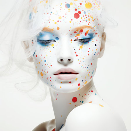 the background features a mesmerizing pattern of dotted white shapes scattered across a clean and minimalist surface, creating a visually appealing texture that adds depth and interest to any design or composition, perfect for graphic design, digital art, and creative projects. ai generatedの素材