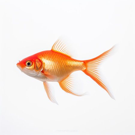 the fish, with its vibrant scales and delicate fins, is beautifully showcased against a simplistic white background in this stunning underwater photo, highlighting its natural beauty and intricate details, perfect for nature lovers and aquarium enthusiasts. ai generatedの素材
