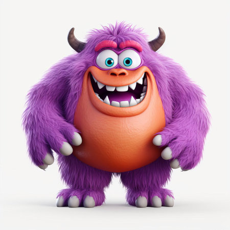 the 3d monster stands proudly against a pristine white background, its vibrant green and blue skin glistening in the light, showcasing its fearsome claws, sharp teeth, and menacing gaze, perfect for fantasy and horror-themed designs, illustrations, and animations. ai generatedの素材