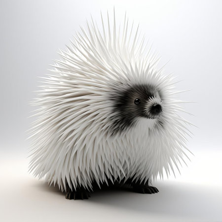 the porcupine, a prickly yet adorable creature, is showcased in stunning detail in this 3d render, set against a crisp white background, highlighting its unique quills and curious expression, perfect for nature enthusiasts and animal lovers alike, exploring the fascinating world of wildlife and mammals. ai generatedの素材