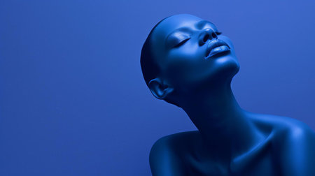 the indigo room, adorned with minimal decor, exudes a sense of calmness and serenity, featuring a soothing indigo hue that dominates the space, creating a perfect ambiance for relaxation and contemplation, ideal for those seeking a peaceful retreat from the chaos of everyday life. ai generatedの素材