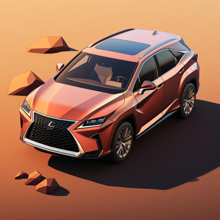 the lexus rx, a luxurious suv, is showcased in a stunning isometric view, highlighting its sleek design, angular lines, and spacious interior, perfect for families and adventure-seekers alike, offering a comfortable ride and impressive performance on both city streets and off-road trails. ai generatedの素材