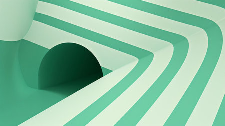 the geometric pattern features a mesmerizing blend of minimal and op art elements, set against a soothing jade green background, creating a visually striking composition that explores the intersection of simplicity and optical illusions, perfect for art enthusiasts and design lovers alike. ai generatedの素材