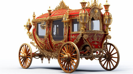 ancient chariot isolated on a pristine white background, showcasing its intricate wheel design and sturdy wooden frame, evoking a sense of historical grandeur and mythological significance, perfect for history buffs, archaeology enthusiasts, and fans of ancient civilizations. ai generatedの素材