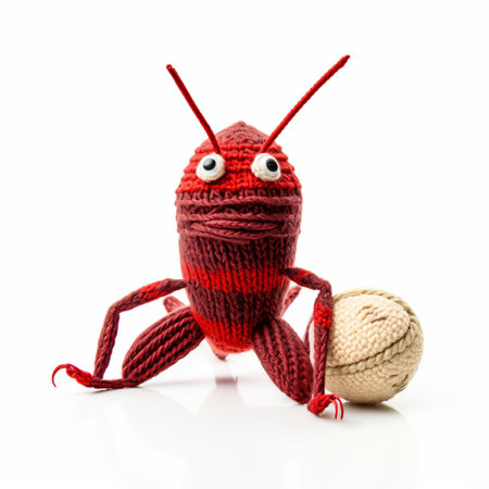the cricket, a popular insect in summer sports, is beautifully showcased in this high-quality photo, featuring a knitted version of the creature isolated on a clean white background, highlighting its intricate details and vibrant colors, perfect for nature and sports enthusiasts. ai generatedの素材