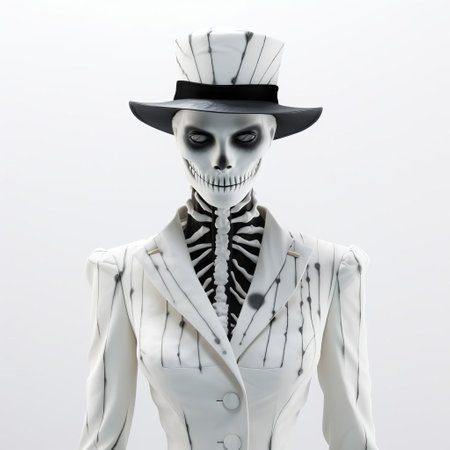 the spooky 3d halloween costume stands out against a pristine white background, showcasing its intricate details and vibrant colors, perfect for a hauntingly good time at costume parties, trick-or-treat events, and haunted houses, capturing the essence of the spooky season. ai generatedの素材
