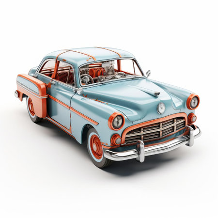 the sleek 3d car model is showcased against a pristine white background, highlighting its futuristic design and vibrant colors, perfect for automotive enthusiasts and designers looking for high-quality visuals for their projects and presentations. ai generatedの素材