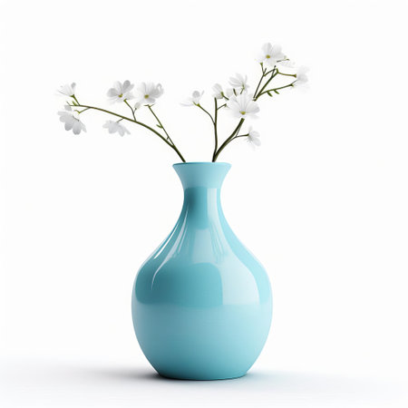 the vase, a delicate and elegant decorative piece, sits isolated on a pristine white background, showcasing its slender neck and curved body, perfect for holding a bouquet of fresh flowers or standing alone as a subtle accent in any modern home decor setting. ai generatedの素材