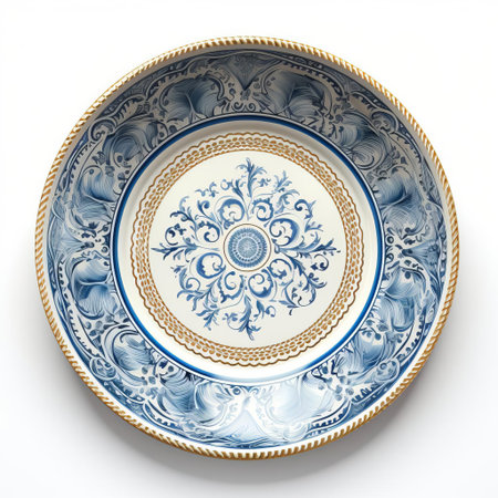 a plate, perfectly centered and isolated on a pristine white background, showcases its sleek design and minimalist aesthetic, ideal for food styling, product photography, and culinary visual content, evoking a sense of simplicity and elegance in modern dining and table setting. ai generatedの素材