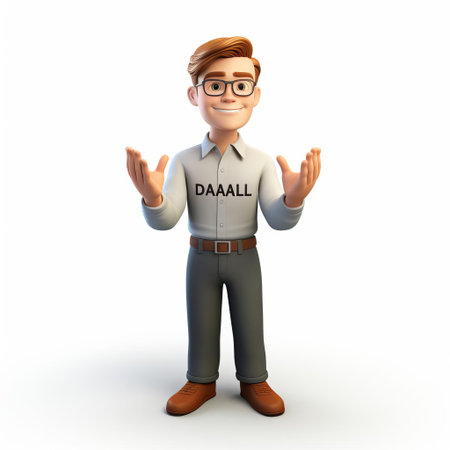 daniel, a 3d grateful man, stands out against a pristine white background, exuding joy and appreciation, his full body pose radiating positivity, perfect for illustrations, graphics, and designs requiring a sense of thankfulness and happiness. ai generatedの素材