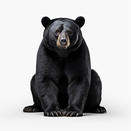 the sun bear, a majestic creature, stands alone on a pristine white background, its full body a testament to its powerful build, its rejection a poignant reminder of the importance of conservation efforts to protect this endangered species in its natural habitat. ai generatedの素材
