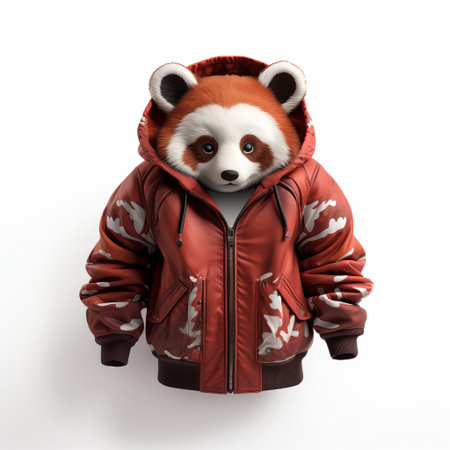 the red panda, a majestic and endangered species, is showcased in stunning 3d detail, its vibrant fur a deep shade of crimson, against a crisp white background, highlighting its full body in a striking pose, capturing the essence of this fascinating creature in a unique and captivating visual representation. ai generatedの素材
