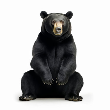 the sun bear, a majestic creature, stands alone on a pristine white background, its full body a testament to its powerful build, its 3d rendering giving it a lifelike quality, as if it's about to step out of the frame, its rejection a poignant reminder of the importance of conservation efforts. ai generatedの素材