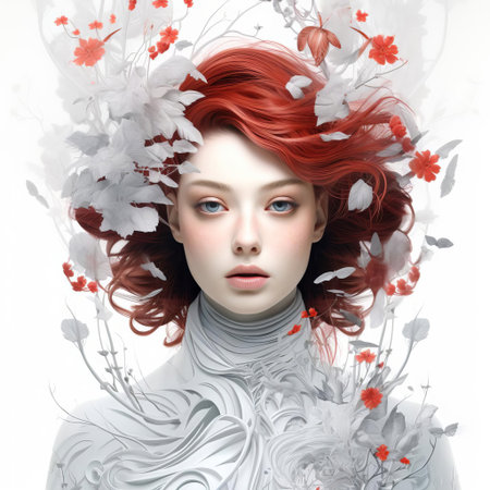 iara, a stunning brazilian model, poses elegantly against a pristine white background, showcasing her flawless skin and captivating features, exuding confidence and sophistication in this high-fashion photography portrait, perfect for beauty, fashion, and glamour enthusiasts. ai generatedの素材