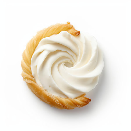 "crescent, a delicate and flaky pastry, sits elegantly on a pristine white isolated background, showcasing its golden brown curves and layers, perfect for baking enthusiasts and food stylists looking for a beautiful dessert or breakfast inspiration.", ai generatedの素材