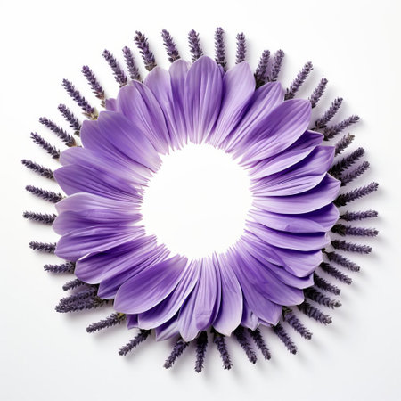 lavender semicircle, a delicate and soothing shape, sits elegantly on a pristine white isolated background, evoking feelings of calmness and serenity, perfect for designs requiring a touch of gentle sophistication and subtle elegance in interior decoration, graphic design, and photography. ai generatedの素材