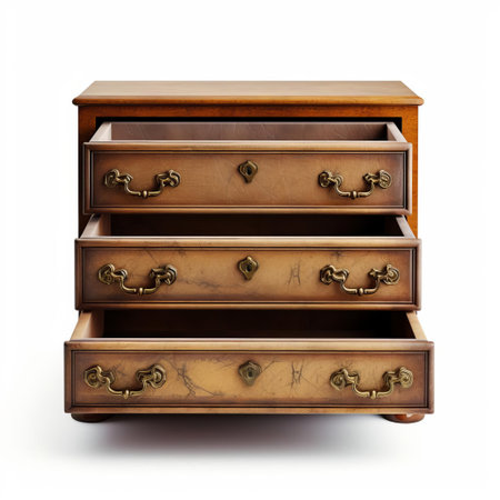 a sleek drawer sits alone on a pristine white isolated background, its clean lines and minimalist design evoking a sense of modern simplicity, perfect for interior design inspiration, home decor ideas, and furniture photography. ai generatedの素材