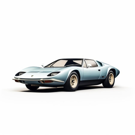 the vintage lamborghini, a sleek and powerful supercar, sits majestically on a pristine white isolated background, showcasing its iconic design and luxurious curves, evoking a sense of nostalgia and sophistication, perfect for car enthusiasts and collectors of classic automobiles. ai generatedの素材