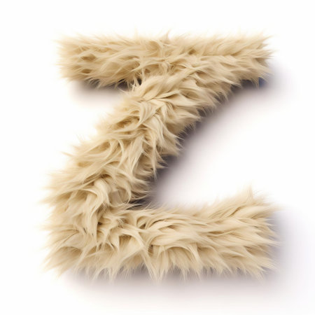 the letter z, adorned in a soft beige fur, stands out prominently against a crisp white background, creating a unique and eye-catching visual contrast that showcases the versatility of typography and texture in graphic design and artistic expression. ai generatedの素材