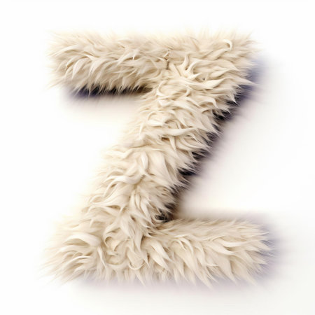 the letter z, adorned with a soft beige fur texture, stands out against a crisp white background, creating a unique and eye-catching visual contrast that's perfect for alphabet-themed designs, educational materials, and creative projects. ai generatedの素材