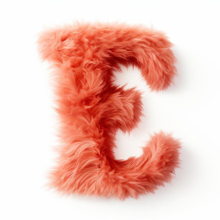 coral furry letter f on a white background stands out with its vibrant color and soft, fuzzy texture, adding a playful touch to any design or decoration, perfect for creative projects, graphic designs, and artistic expressions that require a unique and eye-catching element. ai generatedの素材