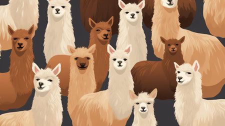 alpaca fibers display a soft, velvety texture in this flat lay photography, showcasing the natural, earthy tones and subtle sheen of the south american camelid's fleece, perfect for textile enthusiasts and crafters seeking inspiration for knitting, crocheting, or weaving projects. ai generatedの素材