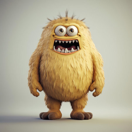 the monster, a minimalist 3d character, stands proudly in its full body form, showcasing a blend of cute and eerie features, perfect for digital art, animation, and gaming projects, with its simplistic design making it easily customizable and adaptable to various environments and scenarios. ai generatedの素材