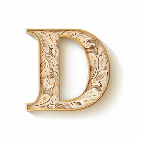 the letter d, elegantly designed in a beige vector format, stands out prominently against a crisp white background, perfect for digital designs, logos, and typography projects, offering a clean and sophisticated visual appeal for creative professionals and designers. ai generatedの素材