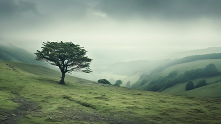 the shrubland, a vibrant ecosystem, stretches towards the horizon in this captivating photograph by akos major, showcasing the intricate dance of golden grasses, twisted trees, and wildflowers, bathed in warm sunlight, evoking a sense of serenity and connection to nature's beauty. ai generatedの素材