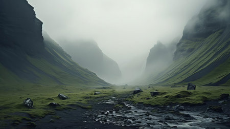 the rugged terrain stretches as far as the eye can see, with rolling hills and towering mountains meeting the horizon in a breathtaking display of natural beauty, captured in stunning detail by photographer akos major in this awe-inspiring landscape photography. ai generatedの素材