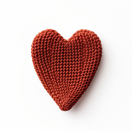 the guitar pick, carefully crafted from soft yarn, sits isolated on a pristine white background, showcasing the intricate details of its knitted texture, perfect for musicians seeking a unique and eco-friendly accessory to add a personal touch to their music-making experience. ai generatedの素材
