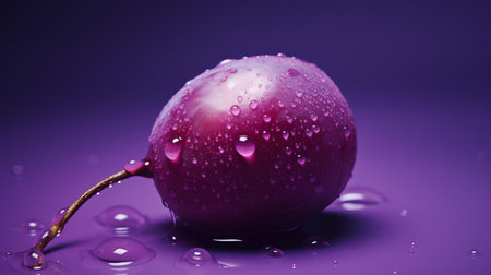 the plum, a luscious purple fruit, takes center stage in this minimalist composition, surrounded by subtle shadows and soft, natural light, evoking feelings of serenity and simplicity, perfect for a fruit lover's kitchen or dining room decor, highlighting the beauty of everyday objects. ai generatedの素材