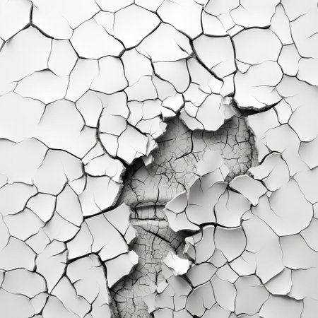the eggshell crackles in a pristine white background, showcasing its delicate patterns and textures, evoking a sense of fragility and beauty, perfect for use in still life photography, food styling, and culinary art, highlighting the simplicity and elegance of natural forms. ai generatedの素材