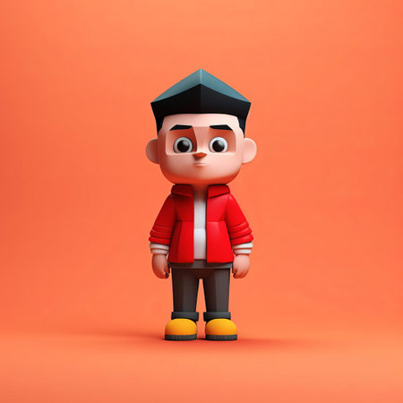 oliver, a sleek minimalist 3d character, stands out against a plain white background, showcasing his simplified yet expressive features, perfect for modern graphic designs, digital illustrations, and futuristic animations, blending simplicity with futuristic charm. ai generatedの素材