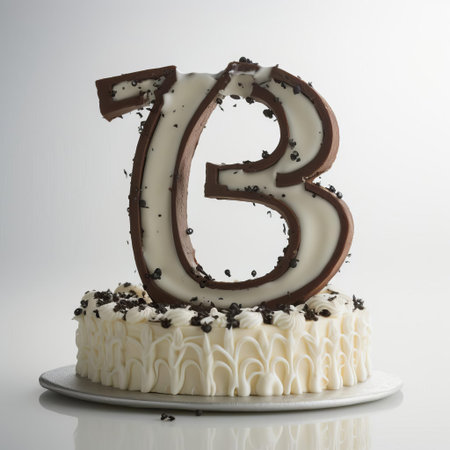 a majestic cake sits elegantly on a pristine white background, adorned with intricate designs and topped with a bold numeral seven-hundred, making it a stunning centerpiece for any celebration or special occasion, perfect for capturing memories with friends and family. ai generatedの素材