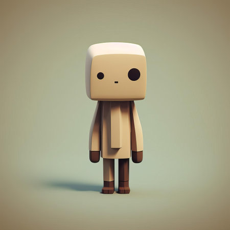 isaac, a stylized minimalist 3d character, stands out against a clean white background, showcasing his simplistic yet expressive design, perfect for modern digital art, illustrations, and animations, blending simplicity with emotional depth in 3d modeling and computer-generated imagery. ai generatedの素材