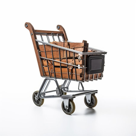 a cart, symbolizing convenience and mobility, sits isolated on a pristine white background, showcasing its sleek design and sturdy wheels, perfect for effortlessly transporting groceries, luggage, or other essentials with ease and comfort. ai generatedの素材