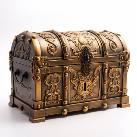 the coffer, a decorative architectural element, sits elegantly on a white isolated background, showcasing its intricate design and ornate details, perfect for interior design inspiration, home decor ideas, and furniture styling concepts, evoking a sense of luxury and sophistication. ai generatedの素材