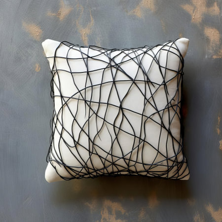 the sculpture pillow, crafted from intricately bent wire, showcases a unique blend of modern art and functional design, perfect for adding an industrial chic touch to any room's decor, while also sparking conversations about innovative uses of metal in home furnishings. ai generatedの素材
