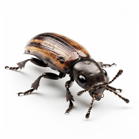 the 3d bark beetle, a type of insect, is showcased on a white isolated background, highlighting its intricate details and vibrant colors, providing a clear view of its body structure, perfect for entomology and nature enthusiasts to study and appreciate. ai generatedの素材