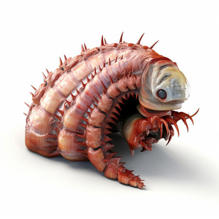the 3d grub, a detailed and realistic insect model, sits proudly on a pristine white isolated background, showcasing its vibrant colors and intricate textures, perfect for use in educational or commercial projects related to entomology, nature, or wildlife. ai generatedの素材
