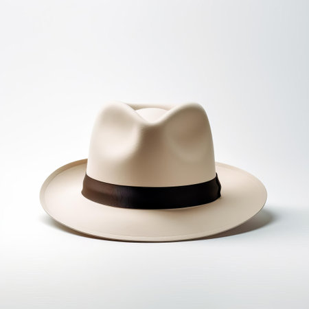 the fedora hat sits elegantly against a pristine white background, showcasing its soft, curved brim and indented crown, evoking a sense of classic sophistication and timeless style, perfect for fashion enthusiasts and photography lovers alike, highlighting the beauty of simplicity. ai generatedの素材