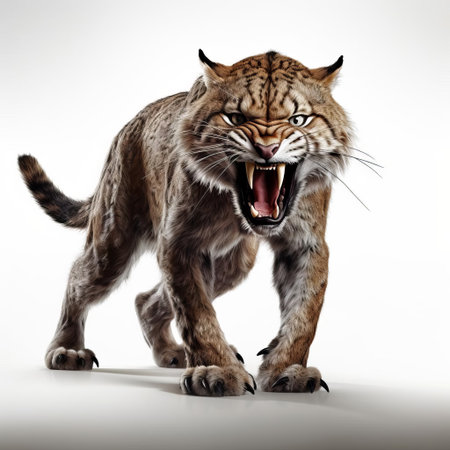 the feral creature, depicted in stunning 3d, stands proudly on a pristine white isolated background, showcasing its rugged features and untamed beauty, perfect for fantasy and mythology-inspired art, digital designs, and imaginative storytelling. ai generatedの素材