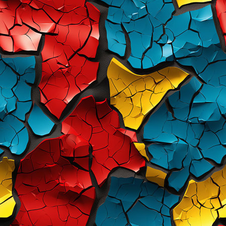 cracked paint texture wraps around this 3d seamless design, showcasing a weathered, distressed look with deep fissures and worn, peeling layers, perfect for adding a vintage, retro aesthetic to your digital art, graphic designs, and architectural visualizations. ai generatedの素材