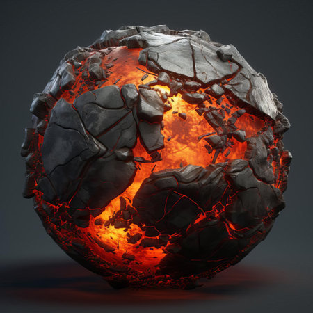 the 3d lava stone sculpture showcases a mesmerizing, intricate design, evoking the intense heat and fiery passion of molten lava, with its textured, organic shape and vibrant, earthy tones, perfect for adding a touch of natural drama to any room's decor. ai generatedの素材